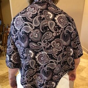 Navy Triangle Paisley Reversible Shawl